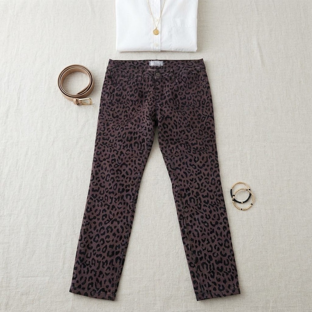 Free People Skinny Pants Womens 27 Brown Leopard Print Animal Indie Sleaze NWT